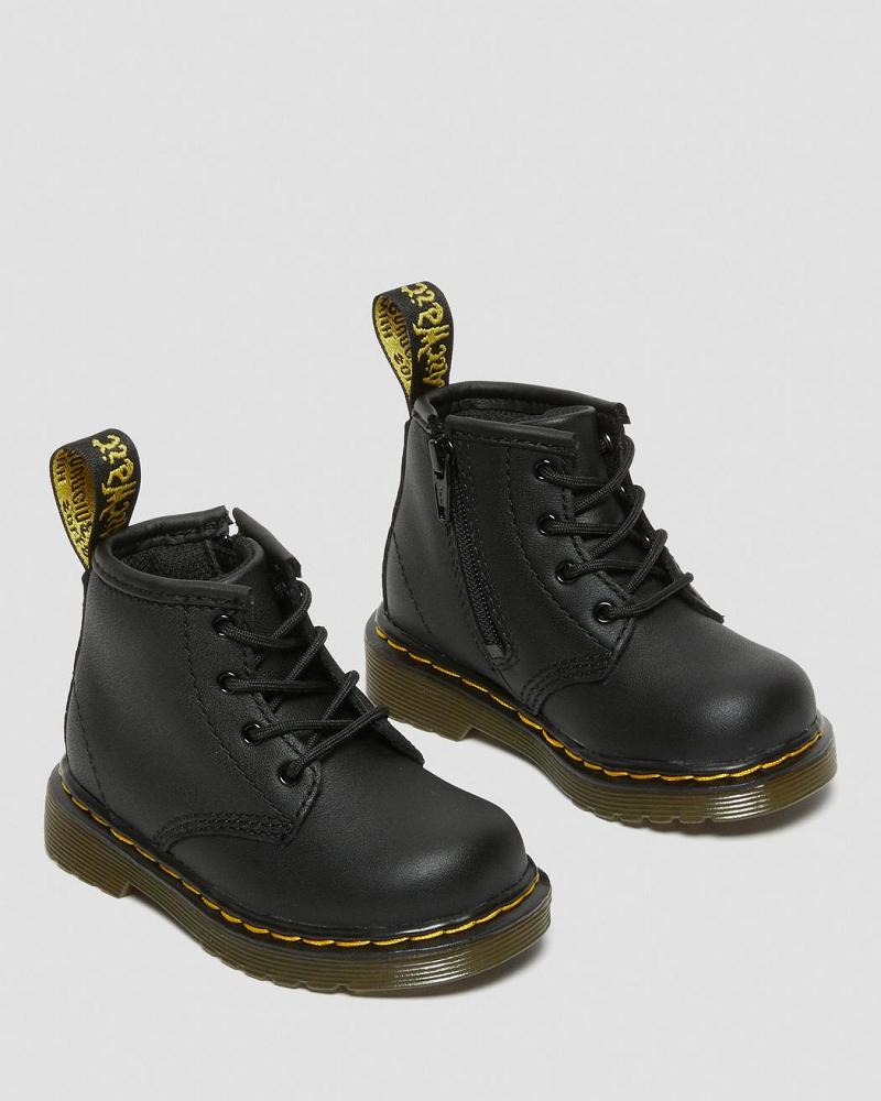 Black Kids' Dr Martens Infant 1460 Softy T Leather Lace Up Boots | CA 672JPQ